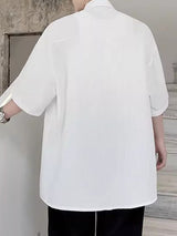 Men's Detachable Tie Textured Half Sleeve Shirt SKUL38896