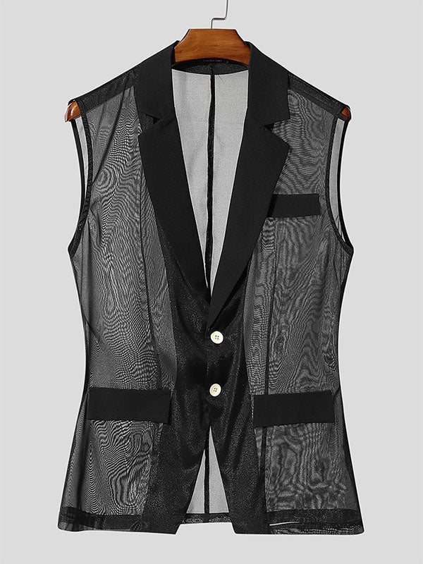 Men's Sheer Striped Casual Waistcoat SKUL19008