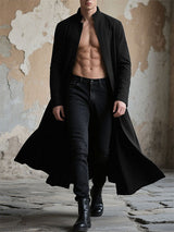 Men's Solid Color Stand Collar Long Sleeve Cardigan SKUL25750