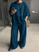 Men's Solid Color Semi Sheer Casual Two Pieces Outfit SKUL53020