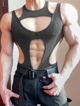 Men's Hollow Slim Fit Sleeveless Bodysuit SKUL23777