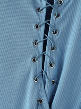 Mens Crisscross Lace-Up Knit Short Sleeve T-Shirt SKUL16797