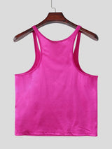 Men's Avant-Garde High Street Metallic Faux Leather Skinny Racerback Tank SKUL71246