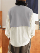 Men's Faux Two-Piece Striped Long Sleeve Shirt SKUL28317