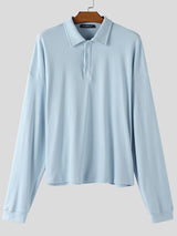 Men's Minimalist Solid Color Long Sleeve Shirt SKUL44026