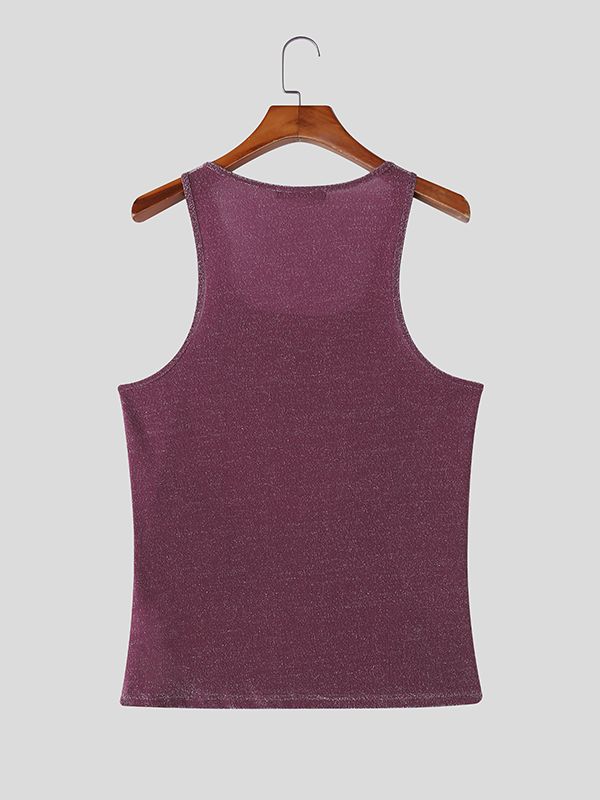 Men's Shiny Square Neck Casual Tank SKUL38050