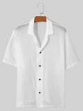 Mens Solid Texture Lapel See Through Shirt SKUK50870