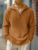 Men's Knit Textured Pullover Long Sleeve Sweater SKUL28247