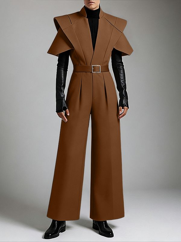 Men's Deconstructed Padded Shoulder Short Sleeve Jumpsuit SKUL47945