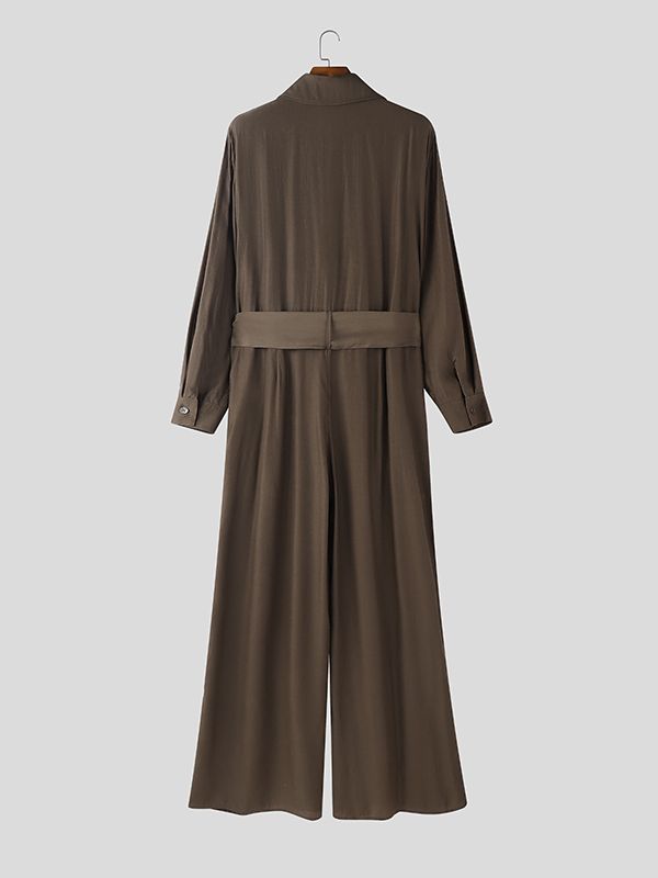 Men's Solid Color Semi Sheer Jumpsuit SKUL50098