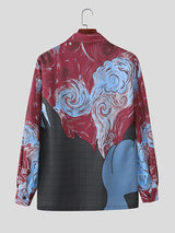 Men's Oil Painting Print Design Long Sleeve Shirt SKUL38589