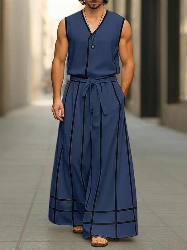 Men's Bold Line Colorblock Two Pieces Outfit SKUL23930