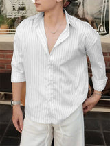Men's Stripe Casual Long Sleeve Shirt SKUL29588
