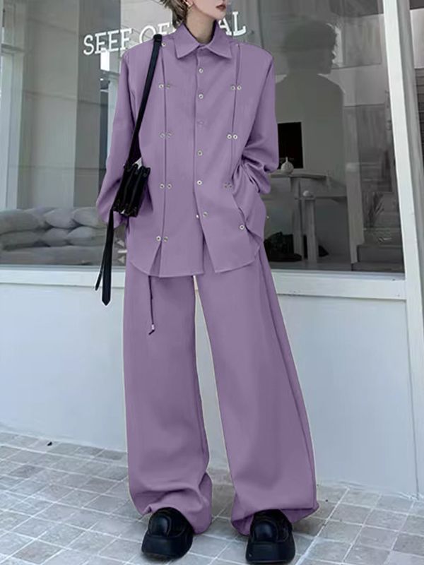 Men's Multi Button Design Casual Two Pieces Outfit SKUL37227