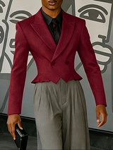 Men's Solid Color Casual Cropped Long Sleeve Blazer SKUL51874