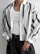 Men's Irregular Stripe Print Long Sleeve Shirt SKUL27285