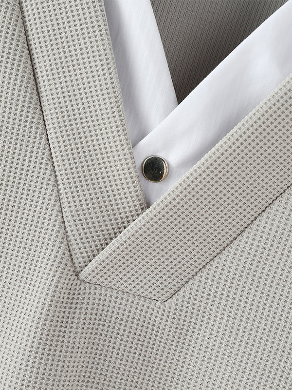 Men's Stripe Contrast Collar Long Sleeve Shirt SKUL29545