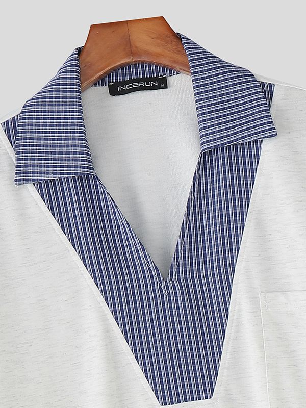 Men's Faux Two-Piece Plaid Long Sleeve Sweatshirt SKUL35129