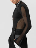 Mens Mesh Patchwork Half-Collar Bodysuit SKUK05972