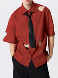 Mens Heart Cutout Short Sleeve Shirt SKUK43871