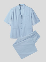 Men's Solid Color Casual Two Pieces Outfit SKUL53961