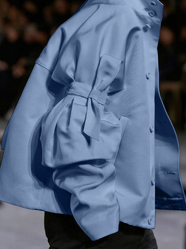 Men's Bow Patchwork Long Sleeve Shirt SKUL35119