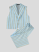 Men's Luxury Vertical Stripe Cropped Two Pieces Outfit SKUL61696