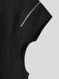 Mens Solid Zip Design Crew Neck T-Shirt SKUK47531