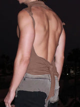 Men's Deconstructed Open Back Lace Up Tank SKUL41252