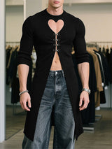 Men's Heart Hollow Textured Long Sleeve T-Shirt SKUL28401