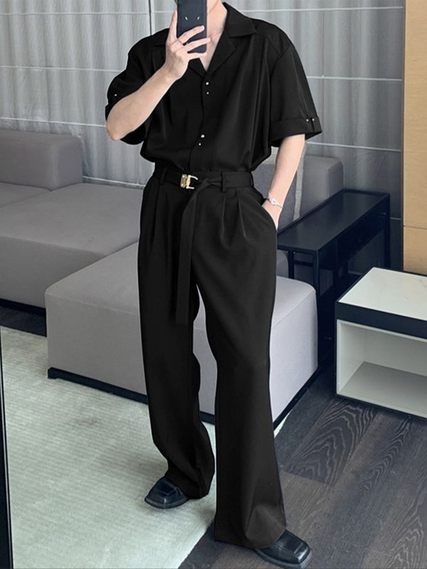 Men's Solid Color Casual Two Pieces Outfit SKUL30491