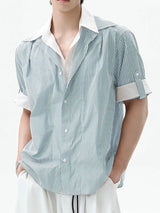 Men's Striped Colorblock Short Sleeve Shirt SKUL27367