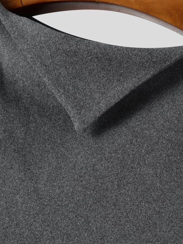 Men's Korean Minimalist City Date Asymmetric Fold-Over Collar Slim-Fit T-shirt SKUL84569