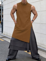 Men's Casual Long Hem Crew Neck Tank SKUL58887