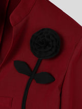 Men's Modern Gothic Red Carpet Stand Collar Floral Applique Long Sleeve Blazer SKUL85237