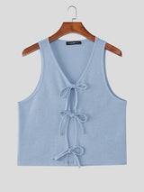 Men's Knitted Textured Lace Up Tank SKUL46003