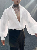 Men's Sheer Striped Long Sleeve Shirt SKUL54665