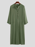 Mens Solid Half Button Cotton Muslim Robe SKUK27386