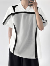 Men's Colorblock Mesh Padded Shoulder Short Sleeve T-Shirt SKUL27004