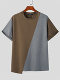 Mens Contrast Patchwork Irregular Hem T-Shirt SKUK09604
