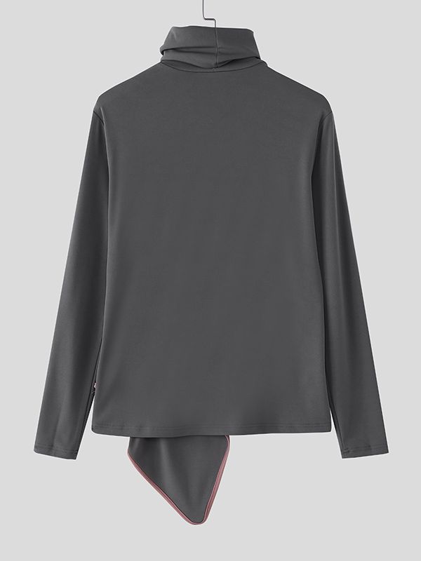 Men's Contrast Color Edge Knit Long Sleeve T-shirt SKUL43943