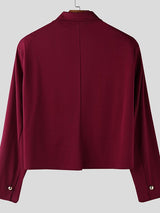 Men's Solid Color Topstitch Metal Button Long Sleeve Blazer SKUL48623