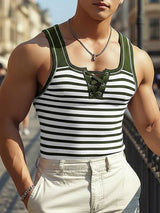 Men's Stripe Contrast Color Casual Tank SKUL47888