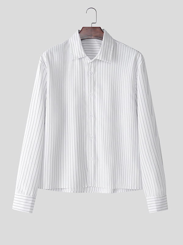 Mens Minimalist Striped Long-Sleeve Shirt SKUK96640