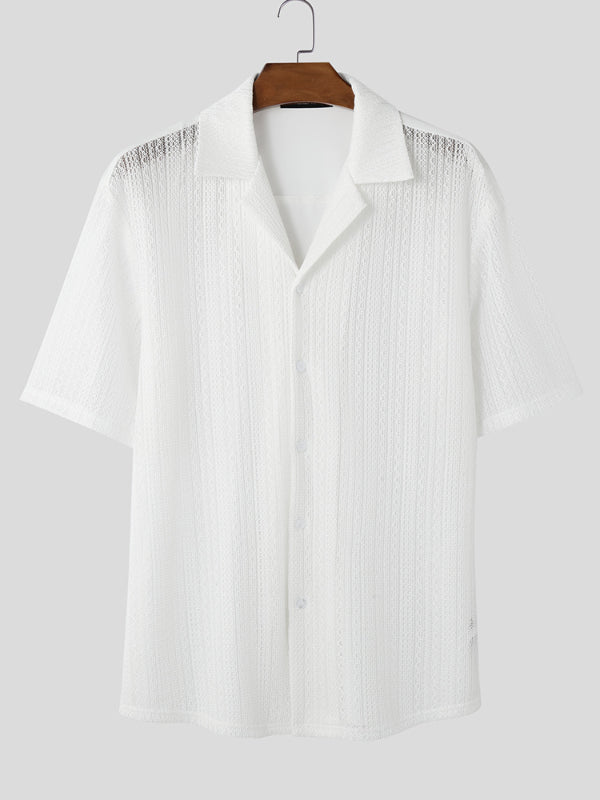 Men's Knit Hollow Short Sleeve Shirt SKUL04301