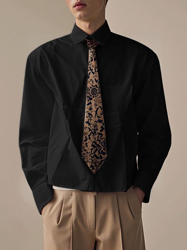 Men's Printed Tie Long Sleeve Shirt SKUL36672