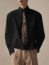 Men's Printed Tie Long Sleeve Shirt SKUL36672