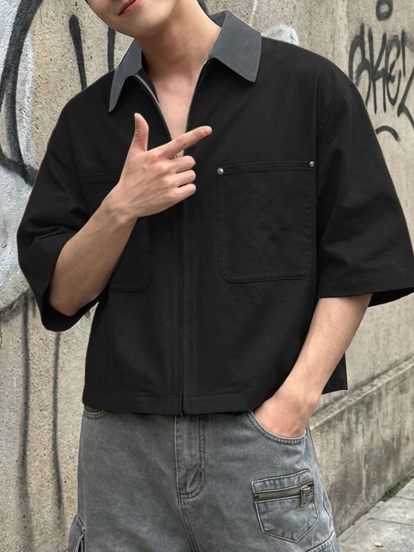 Men's Barn Style Contrast Collar Shirt SKUL53010