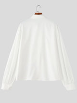 Men's Drawstring Design Textured Patchwork Long Sleeve Shirt SKUL54666