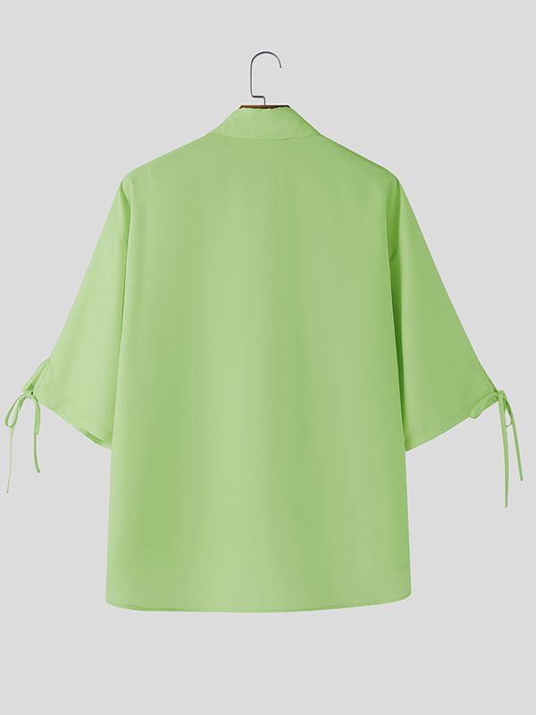 Men's Tie Print Bow Tie Short Sleeve Shirt SKUL39914